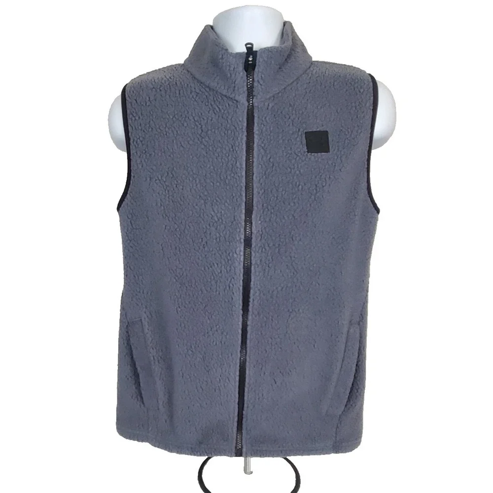 Under Armour Cold Gear Youth Large Gray Sherpa Vest Full Zip Loose Sleeveless